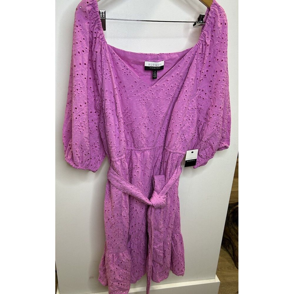 Eloquii Lavender Eyelet Tiered Dress - Picture 8 of 8